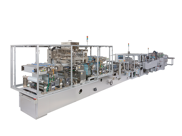 Four-side seal filling packaging & Counting and collation & Cartoning line